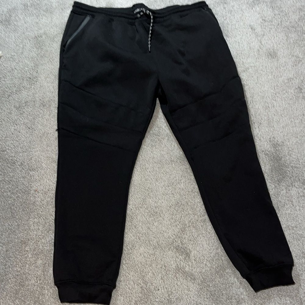 Big Man Black ZOO YORK Cuffed Track Sweat Jogger Fleece Urban Pants Sweatpants